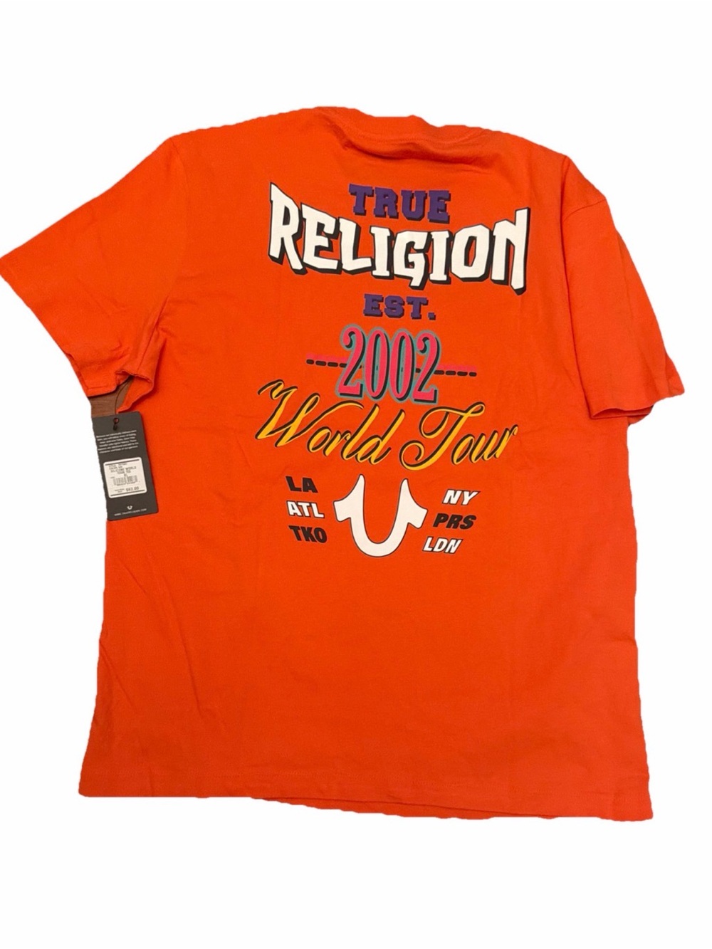 True Religion Silicone World Tour Tee XL Koi Orange Graphic T-Shirt NWT